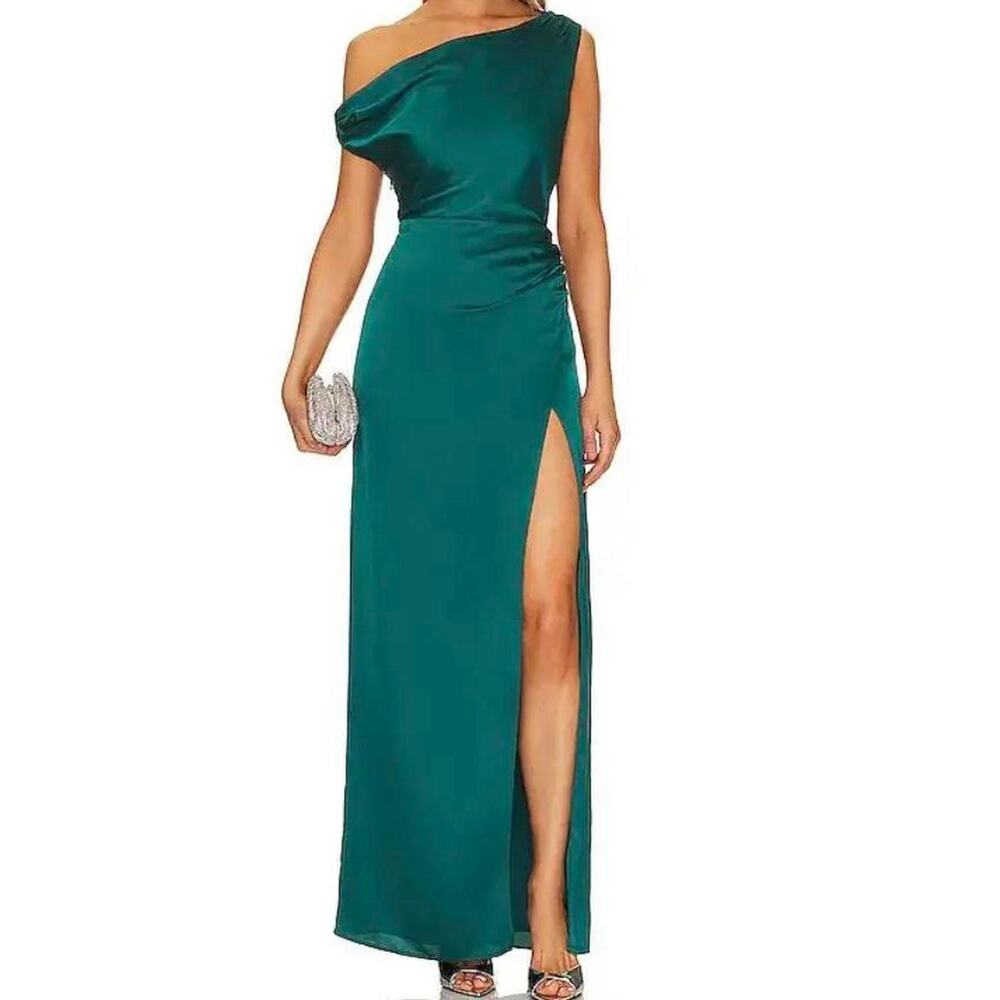Show Me Your Mumu Emerald Green One-Shoulder Maxi Gown — NWT Medium